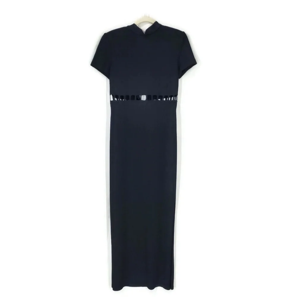 Vtg. St.John Evening Santana Knit Black Cut Out Maxi Dress Black Tie Formal - Picture 9 of 16